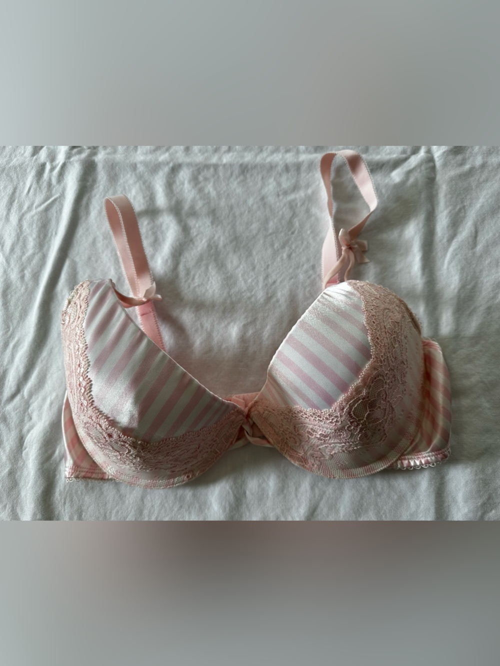smart & sexy Pink Lace Stripe Push-Up Bra